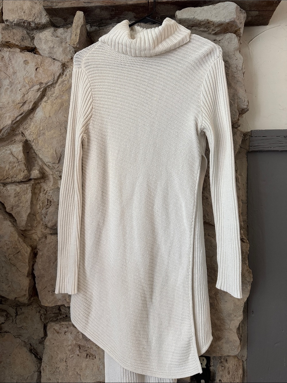 Express Cream Cable Knit Turtleneck Tunic  Sweater